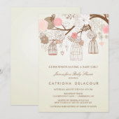 INVITATION vintage DE BABY SHOWER FLORAL (Devant / Derrière)