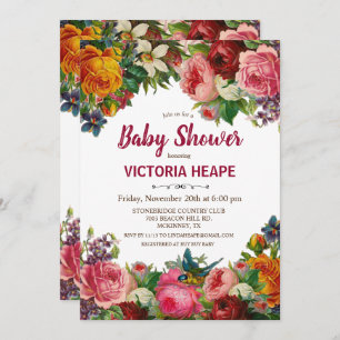 Invitation vintage de Baby shower Floral victorien