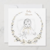 Invitation vintage de Baby shower neutre pour les  (Devant)