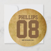 Invitation vintage de base-ball fête d'anniversair (Dos)