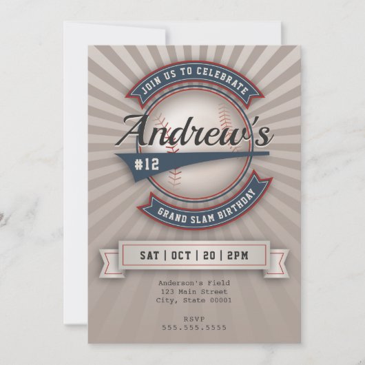 Invitation vintage de baseball (Devant)