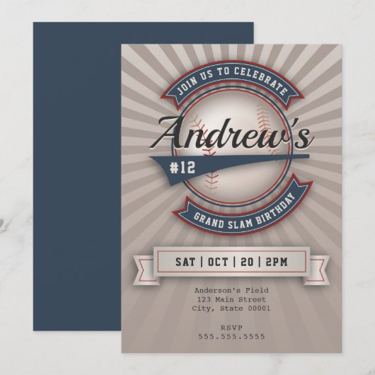 Invitation vintage de baseball (Devant / Derrière)