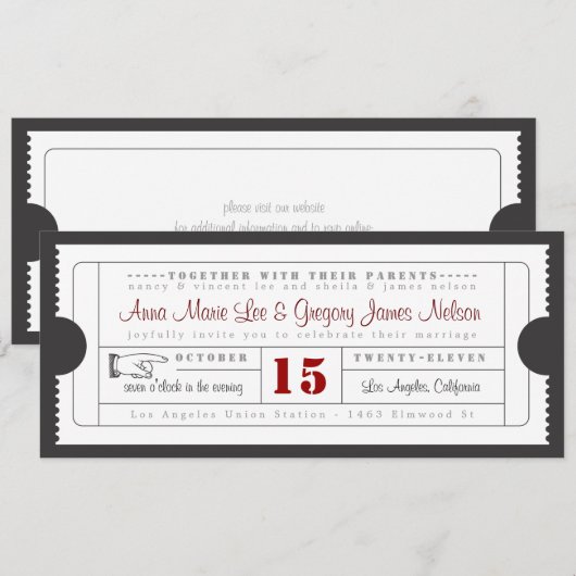 Invitation vintage de billet (Devant / Derrière)