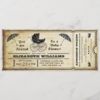 Invitation vintage de billet de baby shower