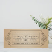Invitation vintage de billet de mariage (Debout devant)
