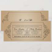 Invitation vintage de billet de mariage (Devant / Derrière)