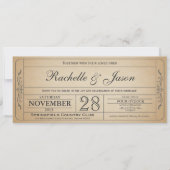 Invitation vintage de billet de mariage (Devant)