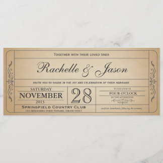 Invitation vintage de billet de mariage