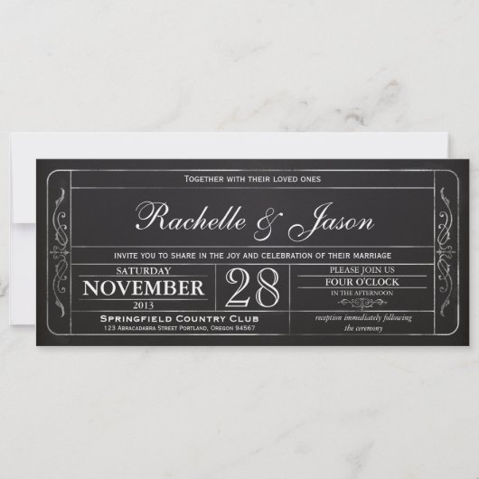 Invitation vintage de billet de mariage de tableau (Devant)