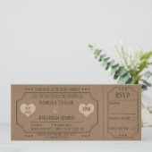 Invitation vintage De Billet Mariage Kraft Avec RS (Debout devant)