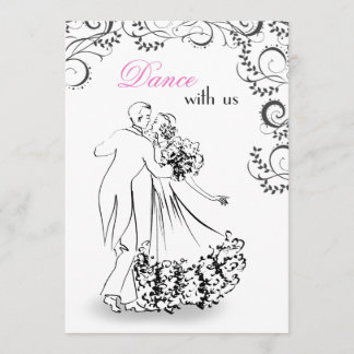 Invitation vintage de couples de danse de mariage