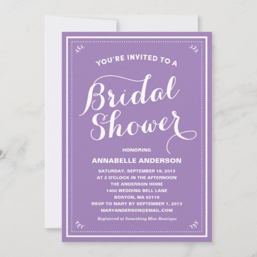 Invitation vintage de douche nuptiale (Devant)