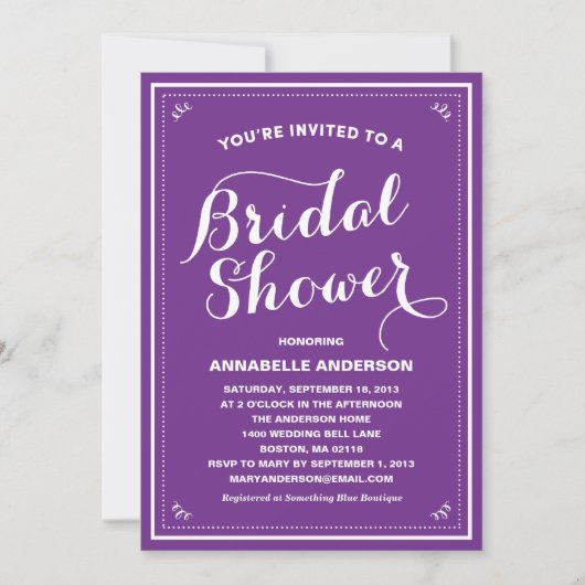 Invitation vintage de douche nuptiale (Devant)