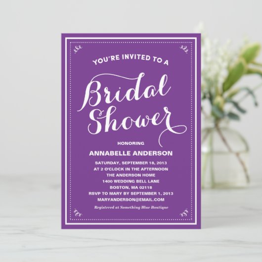 Invitation vintage de douche nuptiale (Debout devant)