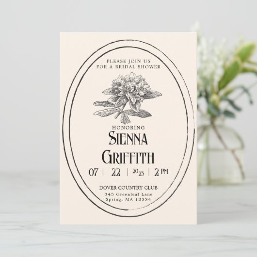Invitation vintage de douche nuptiale | Blanc anti (Debout devant)
