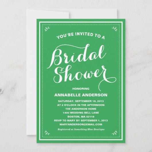 Invitation vintage de douche nuptiale Chalkboard (Devant)