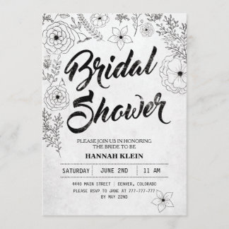 Invitation vintage de douche nuptiale noire et bla