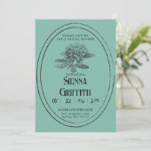 Invitation vintage de douche nuptiale | Turquoise  (Debout devant)