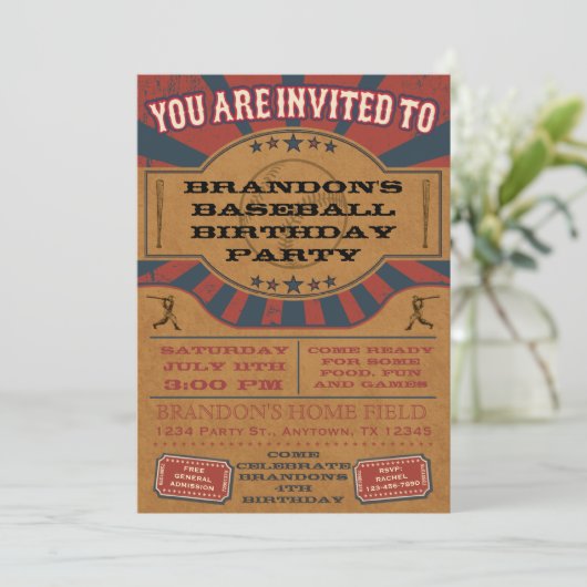 Invitation vintage de fête d'anniversaire de (Debout devant)