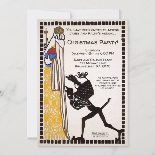 Invitation vintage de fête de Noël personnalisable (Devant)