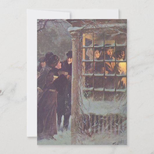 Invitation vintage de fête de Noël victorienne (Devant)