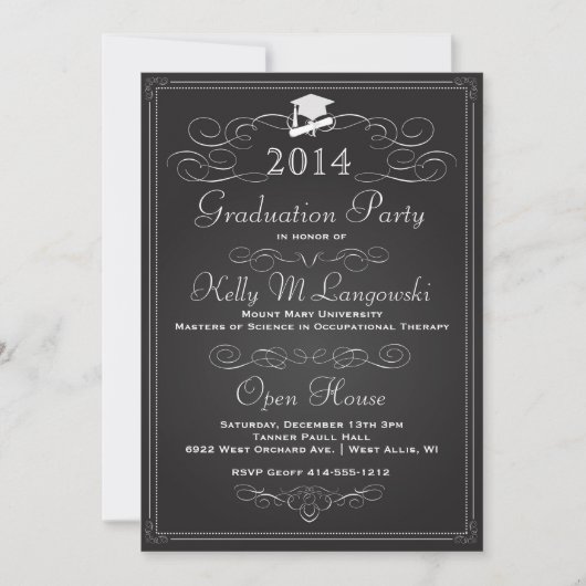 Invitation vintage de graduation de tableau de bor (Devant)