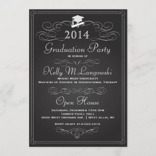 Invitation vintage de graduation de tableau de bor
