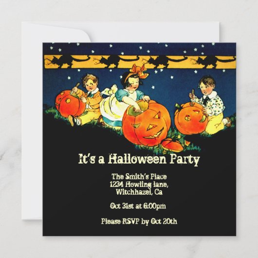 Invitation vintage de Halloween (Devant)