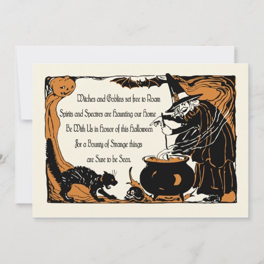 Invitation vintage de Halloween - spiritueux et (Devant)
