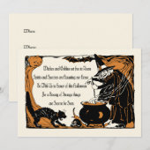 Invitation vintage de Halloween - spiritueux et (Devant / Derrière)
