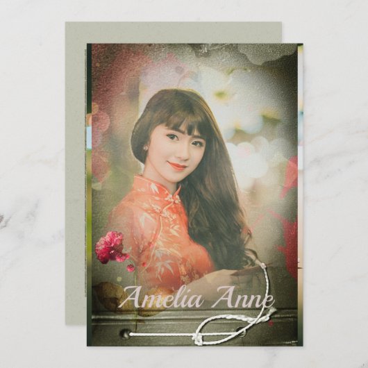 Invitation vintage de la fête de graduation photo (Devant / Derrière)