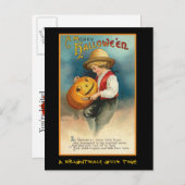 Invitation vintage De La Fête D'Halloween Avec Un  (Devant / Derrière)