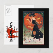 Invitation vintage De La Fête D'Halloween Avec Un (Devant / Derrière)