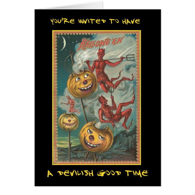 Invitation vintage De La Fête D'Halloween Avec Un  (Devant)