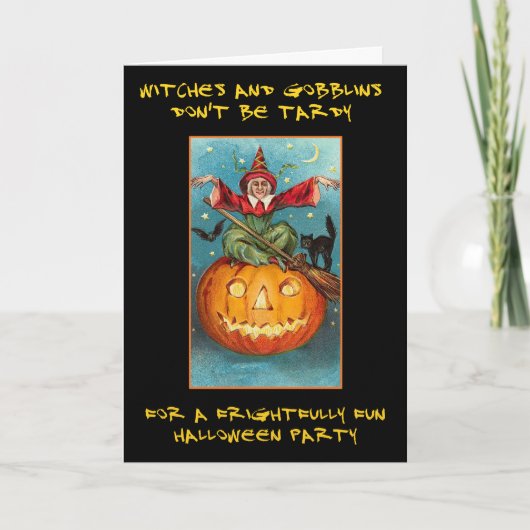 Invitation vintage De La Fête D'Halloween Avec Un  (Devant)