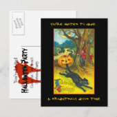 Invitation vintage De La Fête D'Halloween Avec Un (Devant / Derrière)