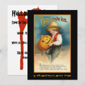 Invitation vintage De La Fête D'Halloween Avec Un  (Devant / Derrière)
