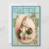 Invitation vintage de lapin de Pâques (Devant)