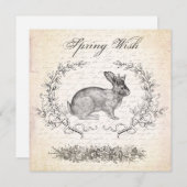 Invitation vintage de lapin de Pâques (Devant / Derrière)