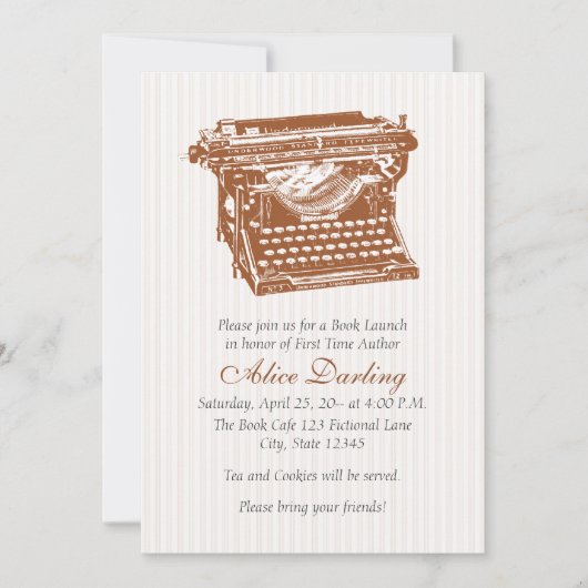 Invitation vintage de machine à écrire (Devant)