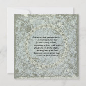 Invitation vintage de mariage damassé de gris bleu (Dos)