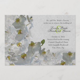 Invitation vintage de mariage damassé d'orchidées