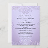 Invitation Vintage de Mariage damassé violet (Devant)
