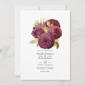 Invitation vintage de Mariage floral de Bourgogne (Devant)