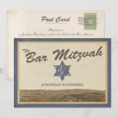 Invitation vintage de Mitzvah de barre de (Devant / Derrière)
