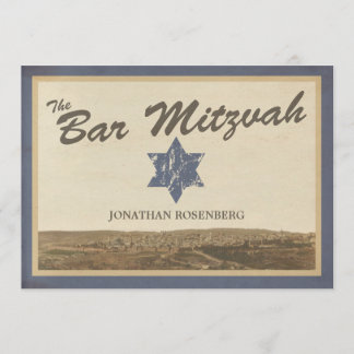 Invitation vintage de Mitzvah de barre de