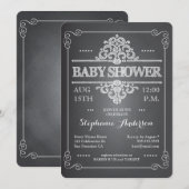 Invitation vintage de neutre de baby shower de (Devant / Derrière)
