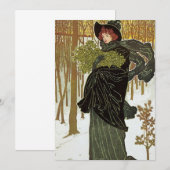 Invitation vintage de Noël Art nouveau Scribners (Devant / Derrière)