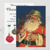 Invitation vintage de Noël au Père Noël rétro (Devant / Derrière)