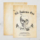 Invitation vintage de partie de Goth Halloween (Devant / Derrière)